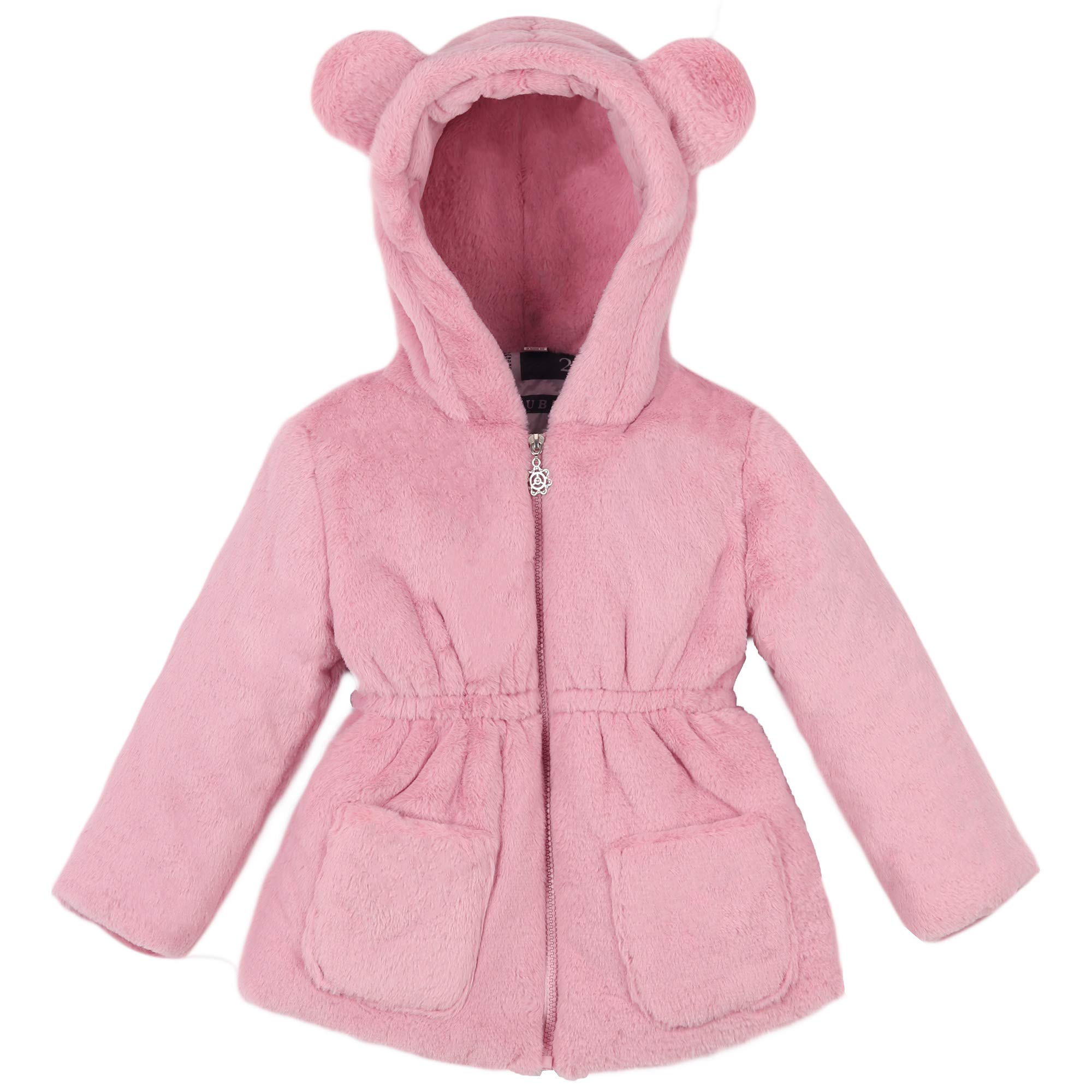Chaqueta de Invierno con Capucha de Piel Sintética para Bebés Niñas Pequeños Infante Abrigo Chaqueta Gruesa para Otoño Invierno Dulce y adorable - Talla 74 80 86 92 98 104 110 112 128