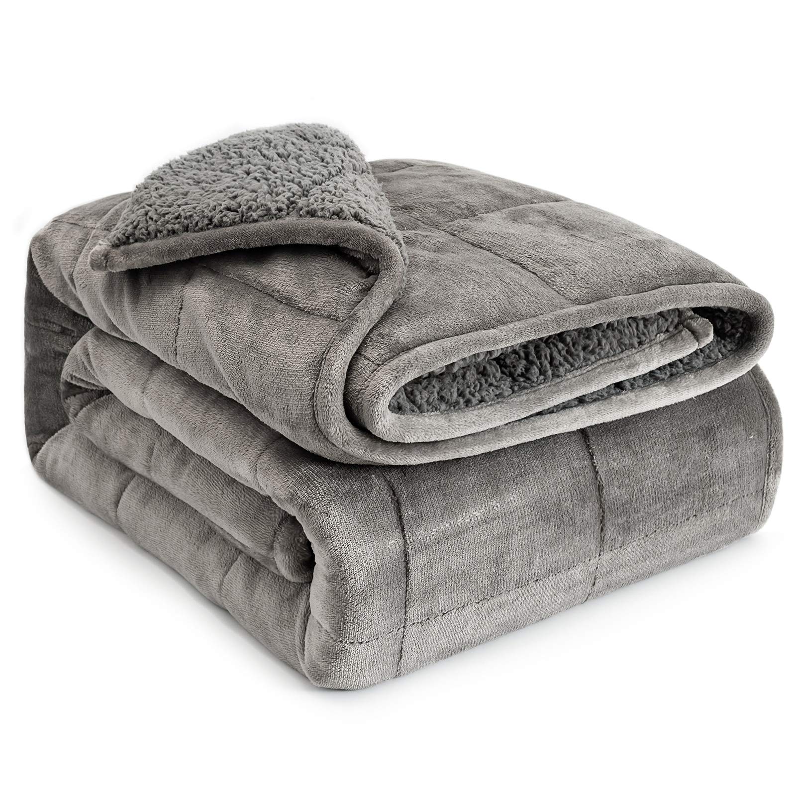 Lofus Sherpa Fleece Weighted Blanket 20 lbs Heavy Blanket with Soft Plush Flannel Reversible Full-Size Super Soft Extra Wa...