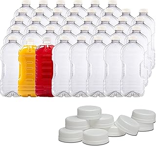 Diplastible (38 Count) Disposable Liquid Leak Proof Plastic Juice Bottles | 64 Oz With Lids - BPA-Fee Half Gallon Water Bottle For Milk Tea Lemonade And More