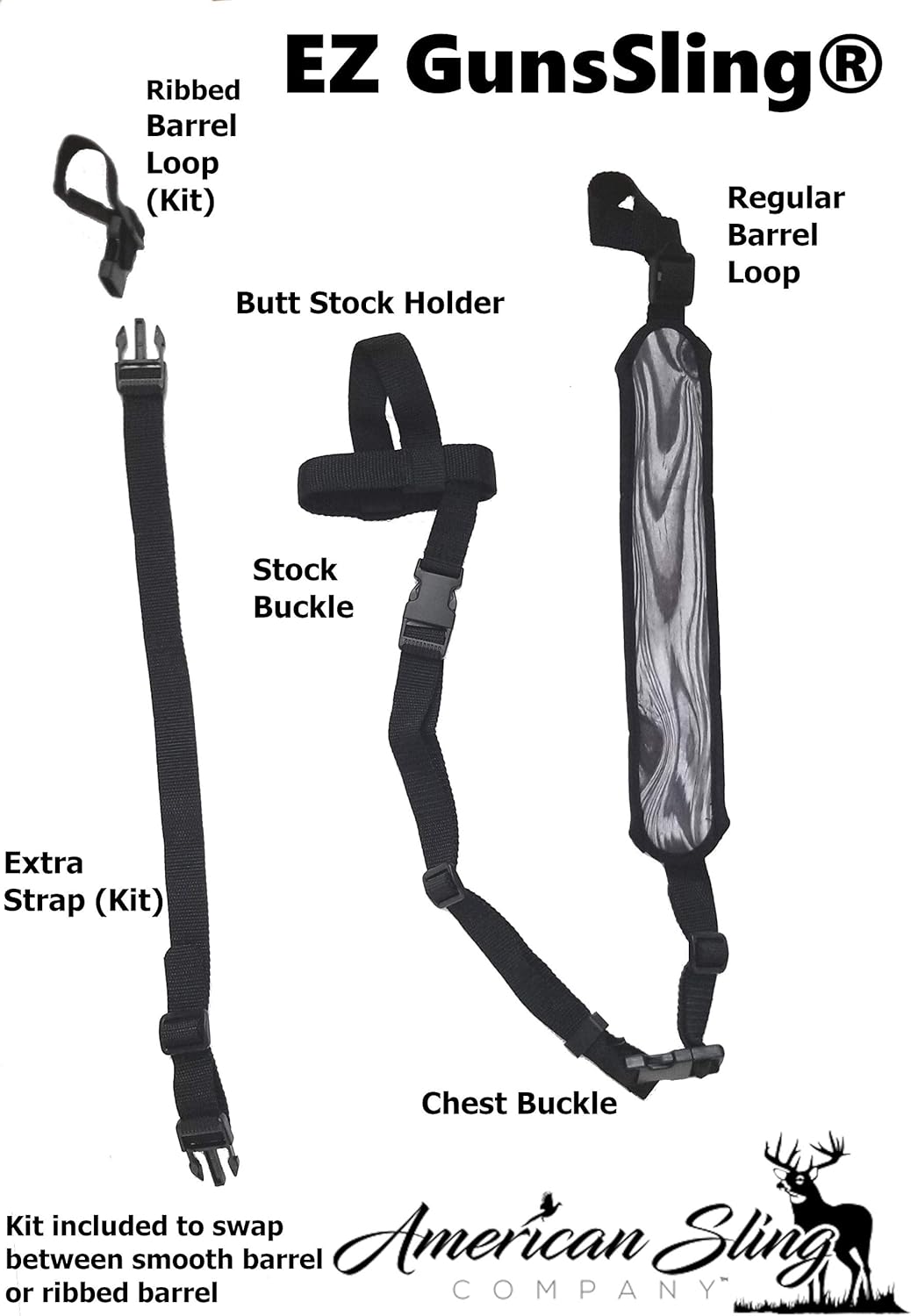 Universal Non-Swivel Gun Sling for Rifle,Shotgun and Favorite Firearm