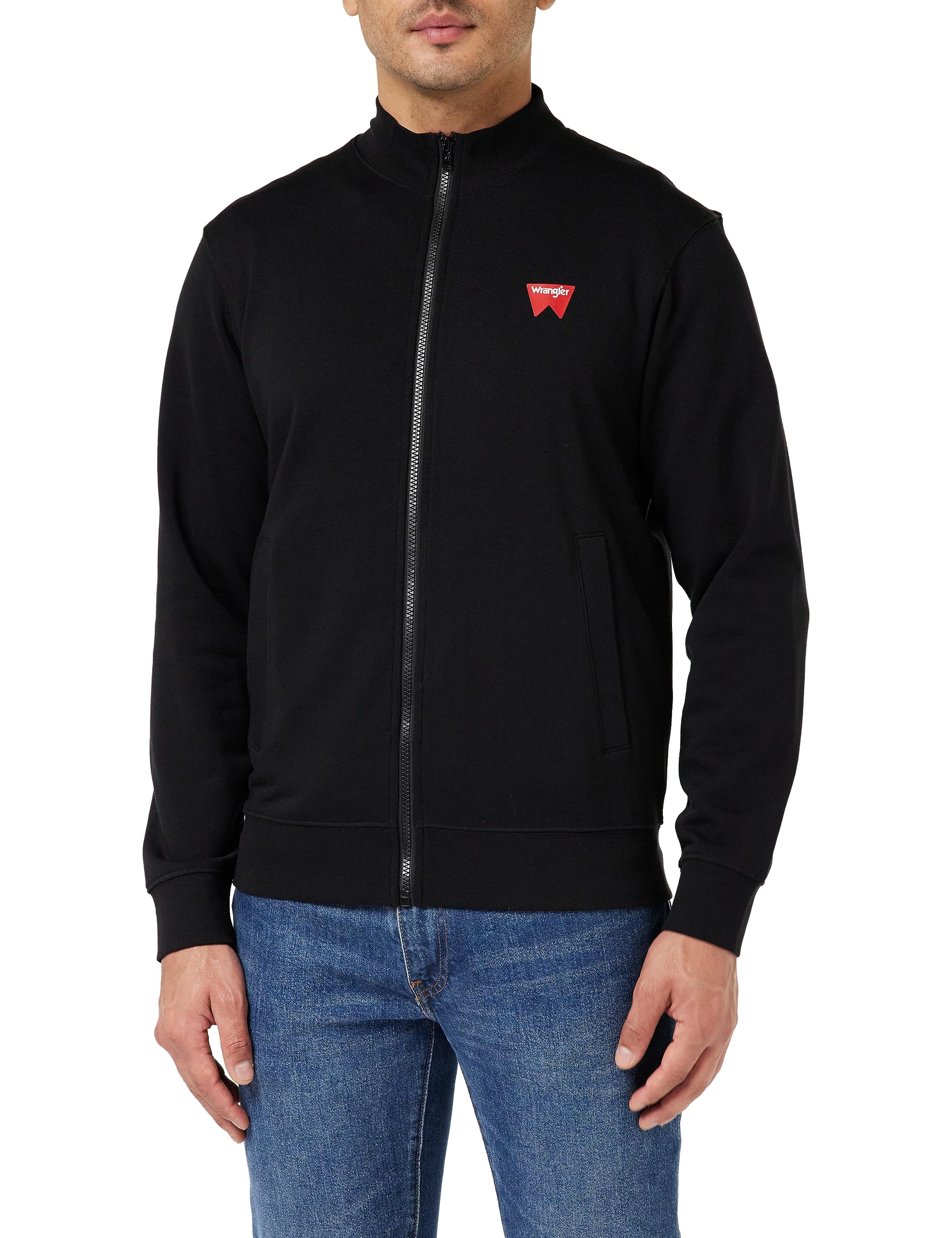 Wrangler Men's Real Black Funnel Neck Zip Sweatshirt, Xxl