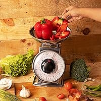 Vista 4 de Tada Báscula mecánica analógica de cocina de 11 libras con cuenco, función de tara, estilo retro, acero inoxidable