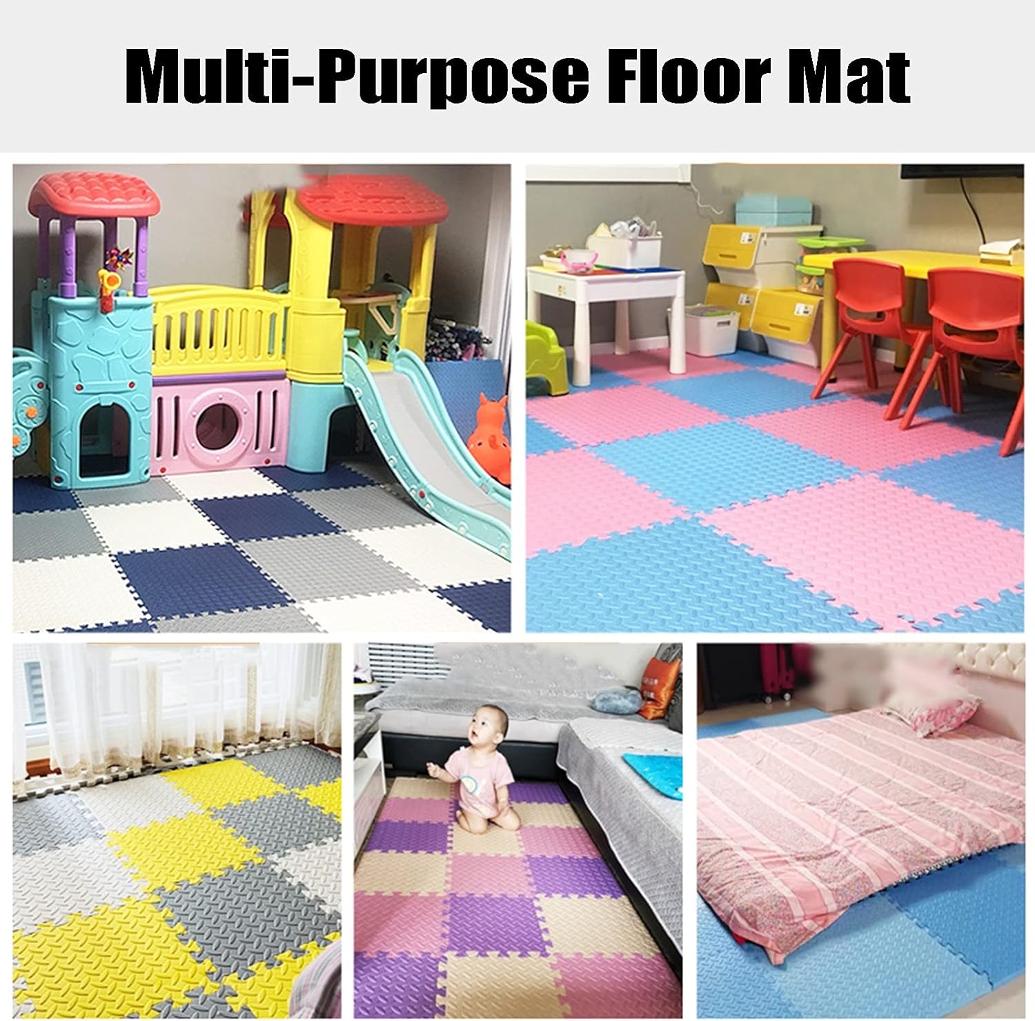 Playmat Foam Play Tiles Children Rug Crawl Mat Interlocking Play Mat for Kids and Babys Floor Mats for Children Foam Playmats Jigsaw Mat (Color : B, Size : 60x60x2.5cm-16pcs)