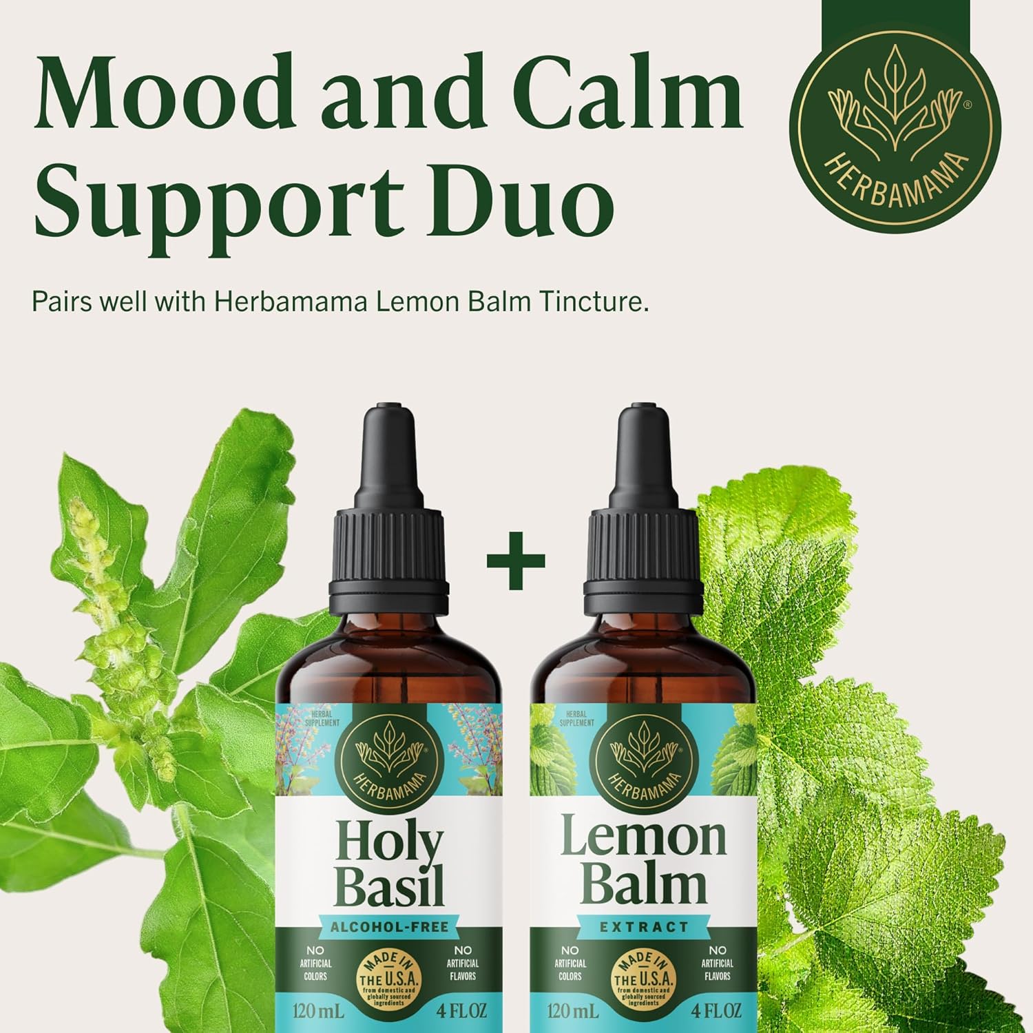 HERBAMAMA Tulsi Holy Basil Tincture - Vegan Mood & Relaxation Support with Holy Basil Leaf Extract Drops - Non-GMO, Alcohol & Sugar-Free Liquid Supplement, 84-Day Supply - Image 7