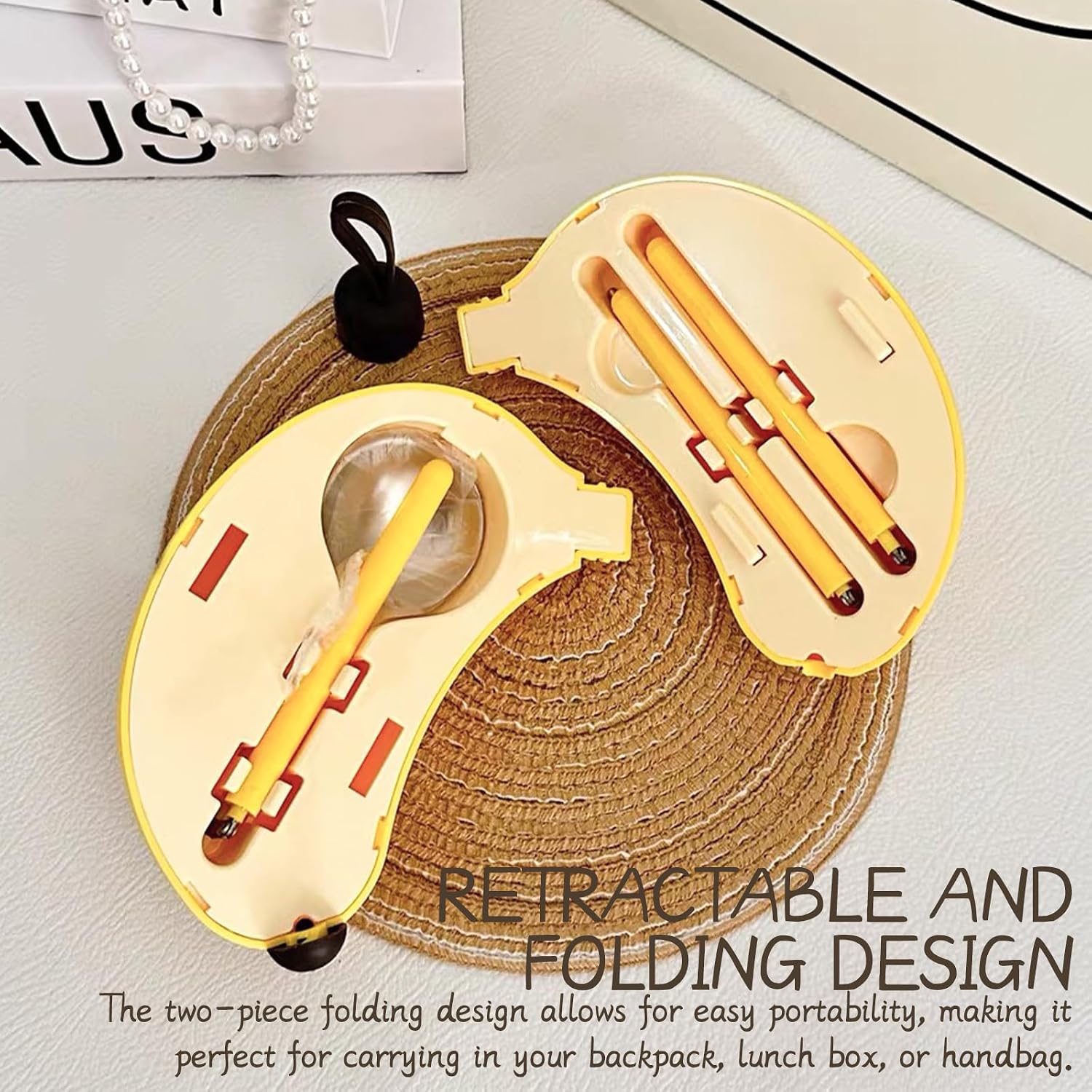 Creative Travel Cutlery Set with Banana Case - Reusable Stainless Steel Spoon, Chopsticks, and Portable Utensils for Office, School, Camping, and Outdoor Activities