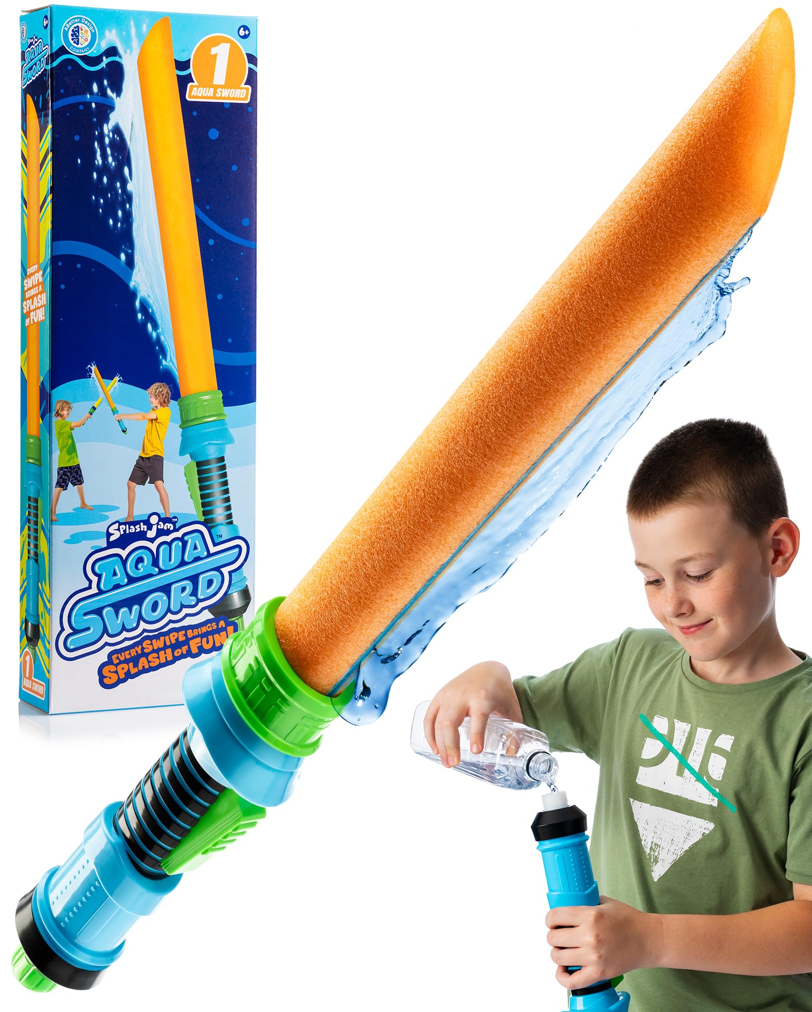 Fun Swimming Pool Toys Made from Soft Foam Sponges Suitable for Kids 6+ Ages, Exciting Outdoor Summer Games with 130ml Water Tank, Orange (Orange)