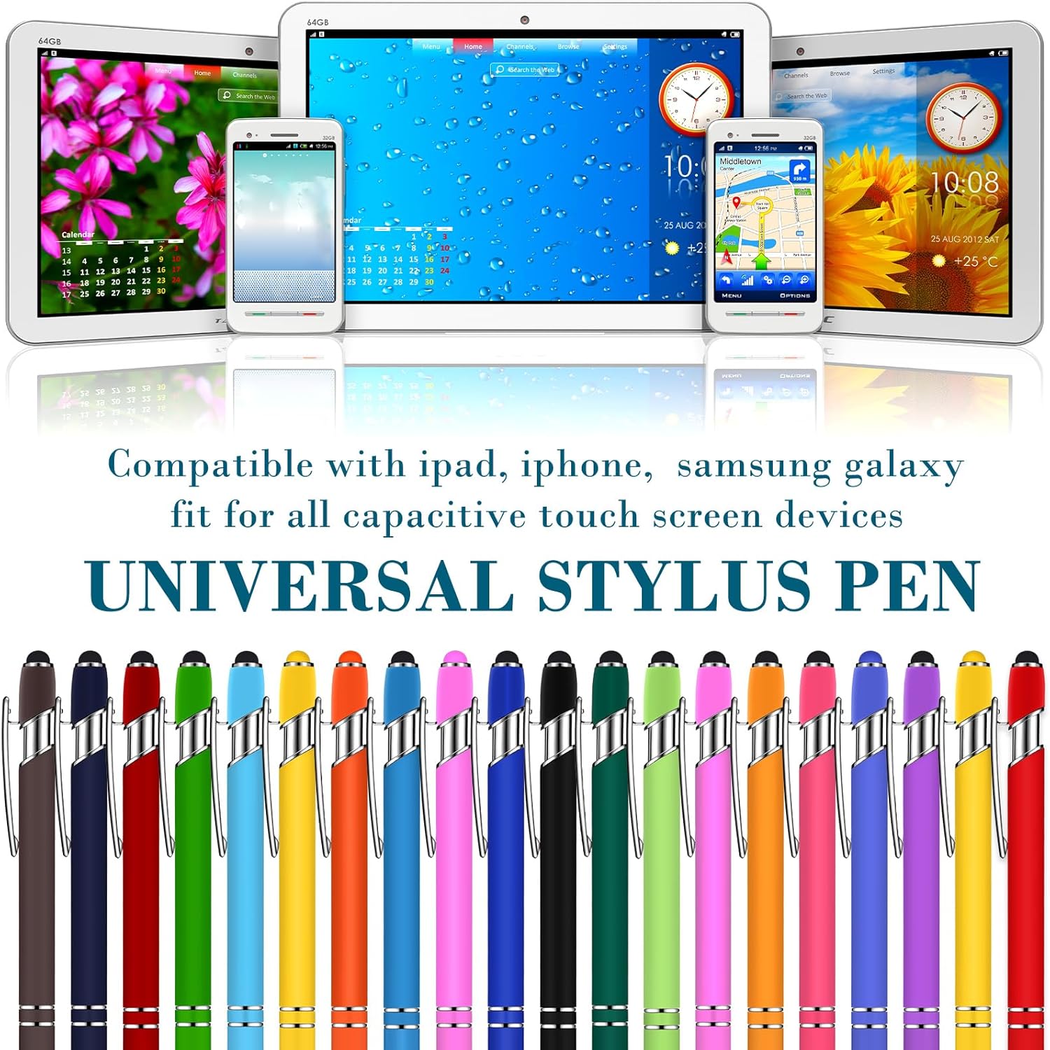 Konohan 100 Pieces Stylus Pen 2 in 1 Ballpoint Pen with Stylus Tip for Touch-Screen Phone Tablet, Touchscreen Devices