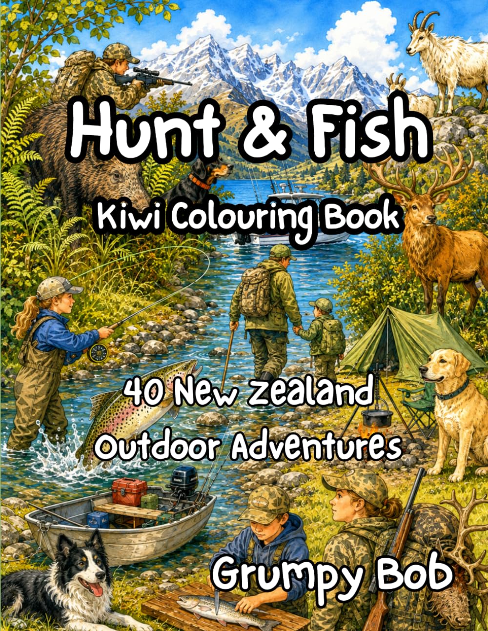 Hunt & Fish: Colour Your Kiwi Outdoor Adventures (Grumpy Bob's Colouring Books)