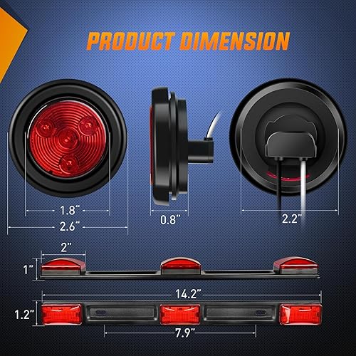 Vista 40 de Nilight Kit de 2 luces traseras para remolque, 40 LED, luces de marcha atrás, luces de marcha atrás, impermeables, para camiones de 10-30 V, RV, 2