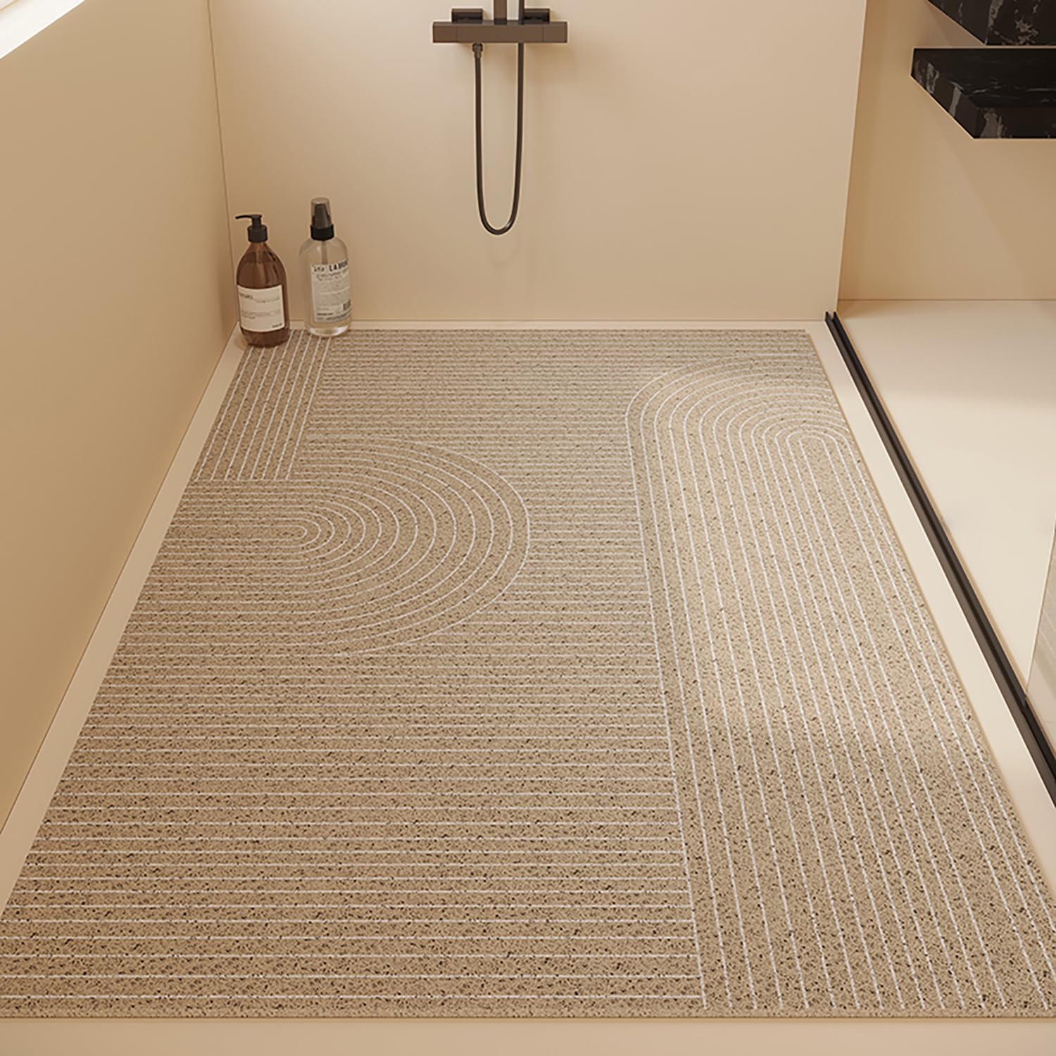 Tappetino da bagno antiscivolo anti muffa 60 x 90 cm tappetino doccia in luffa non ventose tappetini da bagno tappetini da doccia con fori di scaricoMotivo geometrico D