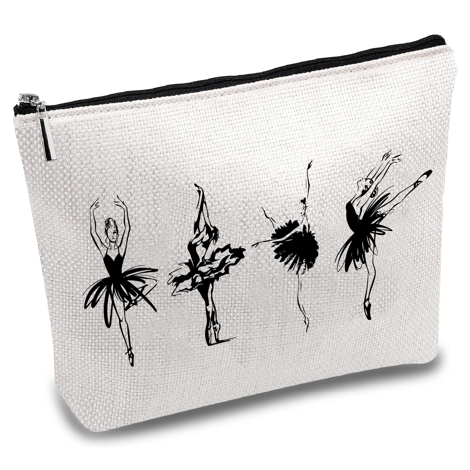 CREATCABIN Borsa per Trucchi Ballerini di Danza Classica Borsa per Cosmetici In Tela Astuccio Multiuso con Cerniera In Metallo Borsa Da Viaggio Borsa Da Toilette Portatile per Donne Studenti 25x18cm