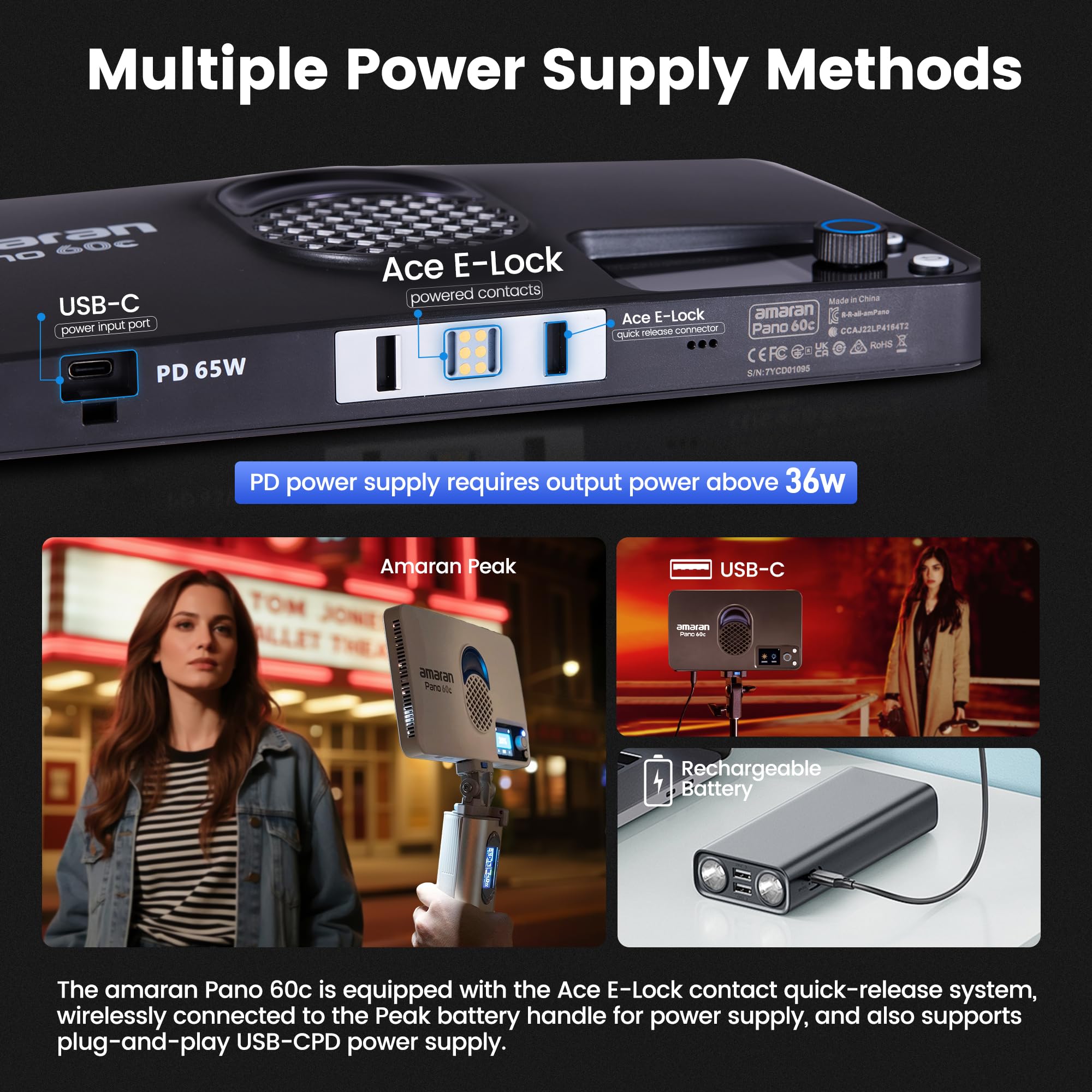 Amazon | Amaran Pano 60c Kit 60W RGBフラットパネル撮影ライト RGBWW