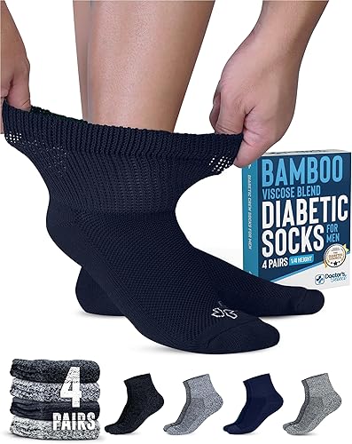 Miniatura 6 de Doctor's Select Calcetines diabéticos para hombre  4 pares de calcetines de tobillo diabéticos para hombres  Calcetines de neuropatía no vinculantes