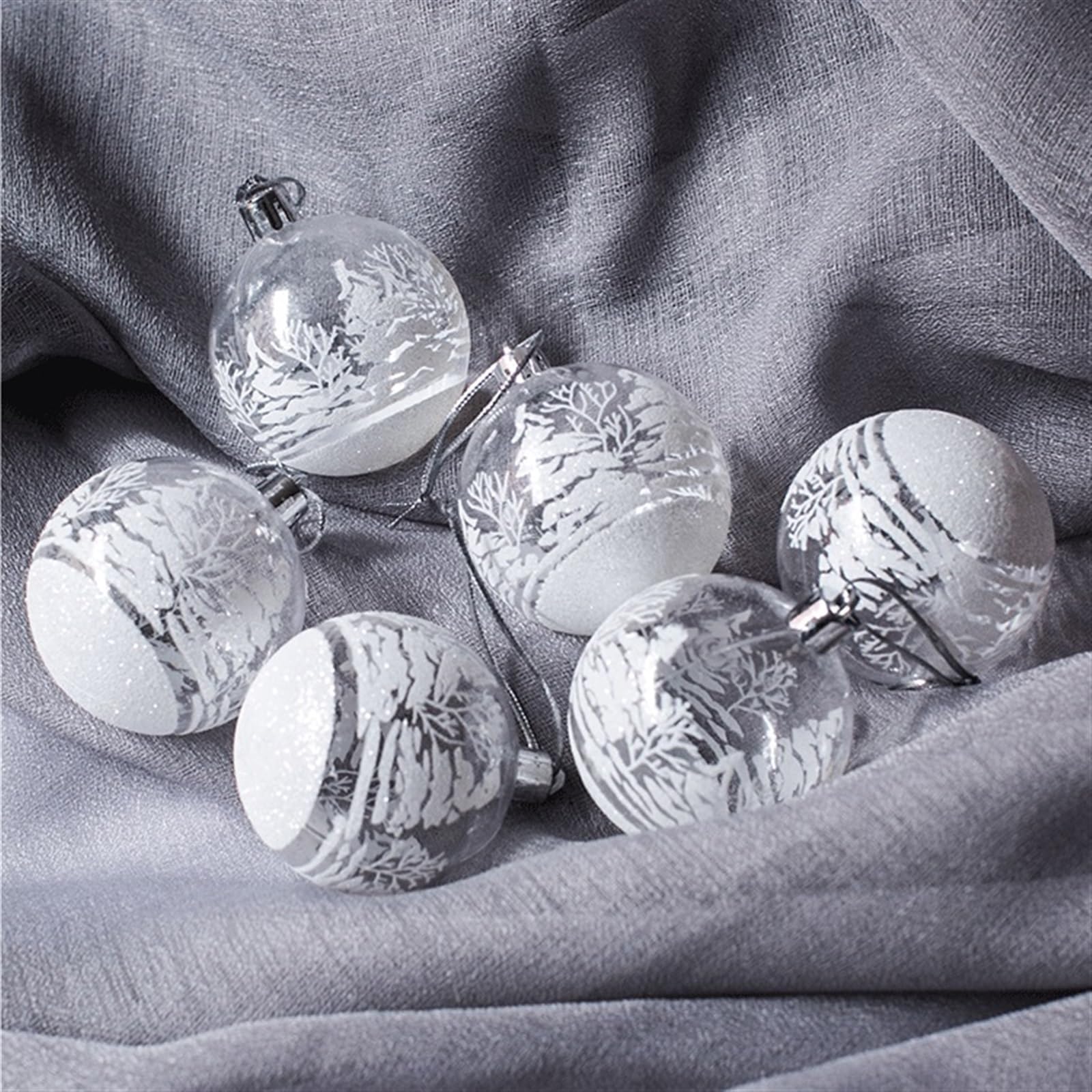 Colgante de Navidad, Bola de Navidad Transparente de 6 cm, Bola de Nieve, Bola Pintada a Mano, decoración de árbol de Navidad, Colgante, decoración de Ventana y Techo