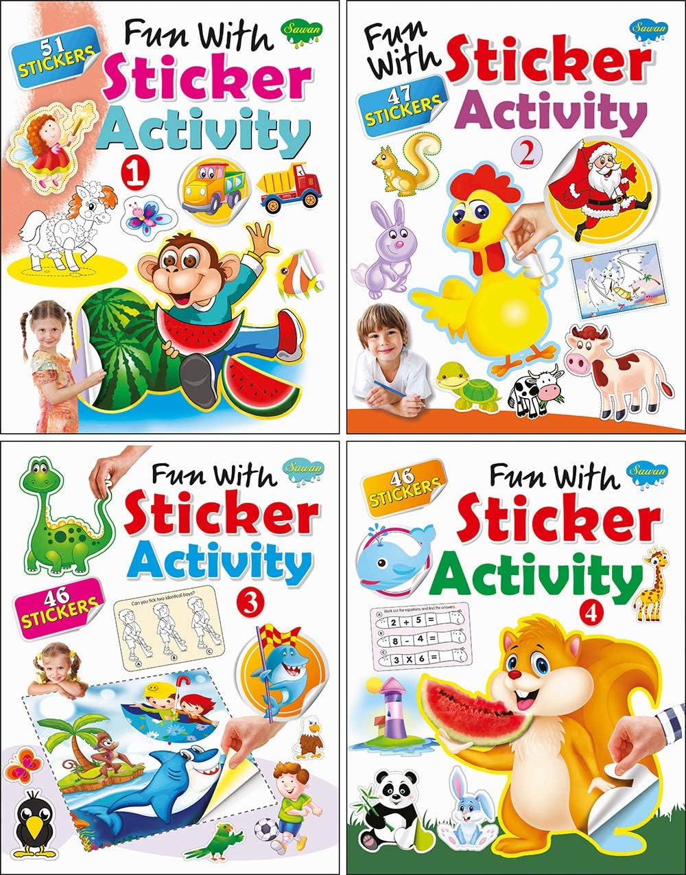 Sawan Fun with Sticker Activity-1 to 4 | Set of 4 Books Paperback – 1 January 2018