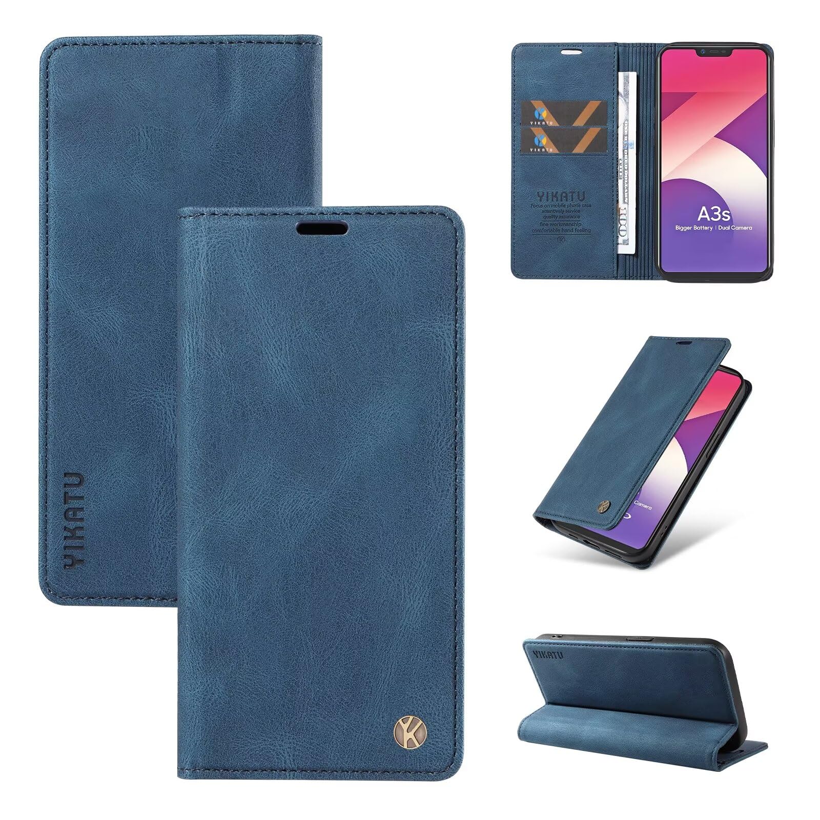 – Compatible for Samsung Galaxy S10E Wallet Case with Card Holder, PU Folio Leather Magnetic Phone Case Shockproof Kickstand Cover for Women Men-Blue