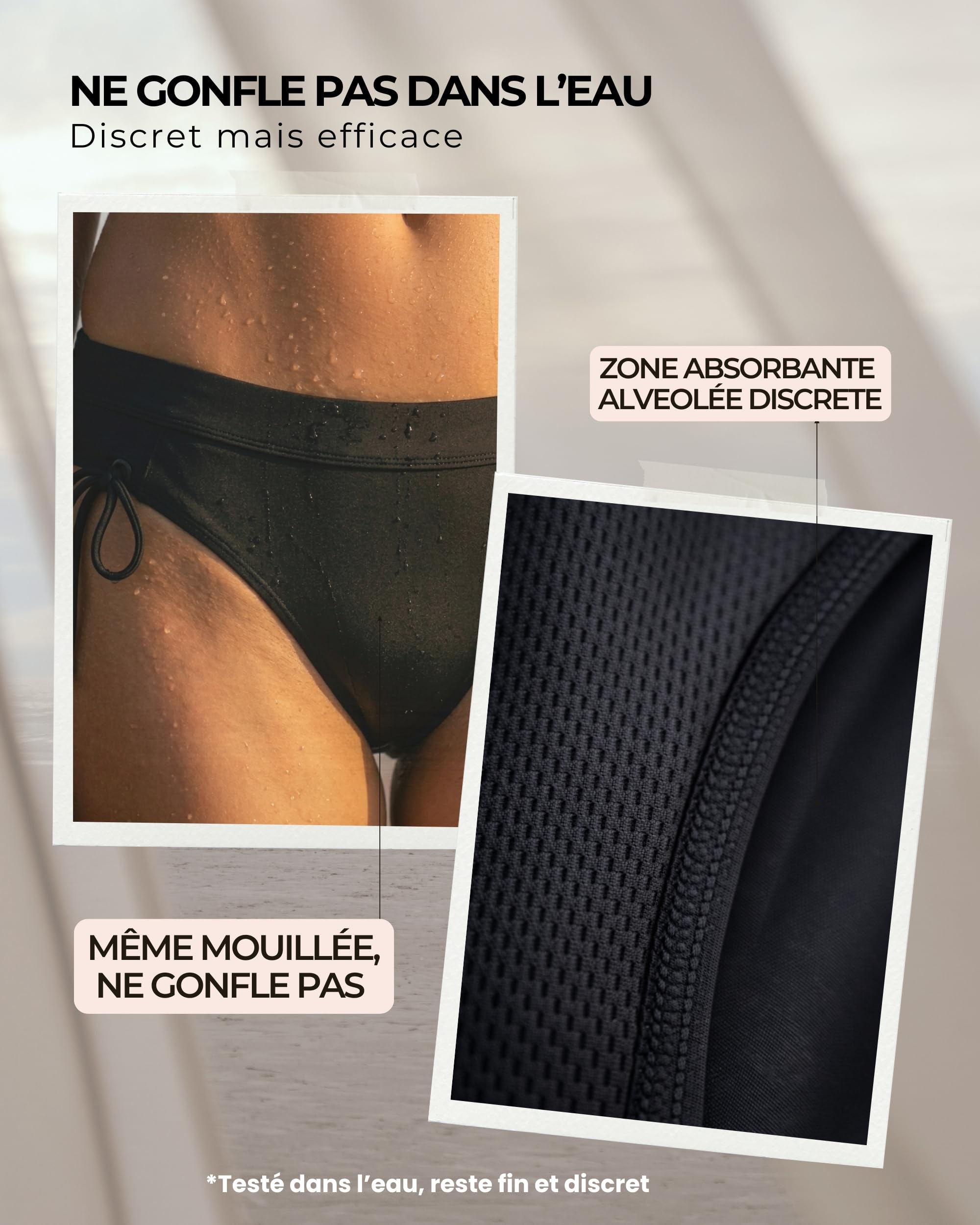 Maillot de Bain Menstruel Adolescente & Femme | Technologie AquaSecure | Flux Léger et Moyen | Bas de Maillot de Bain Menstruel | Natation, Piscine & Mer | Jeune Fille et Ado | Écologique et Oeko-TEX