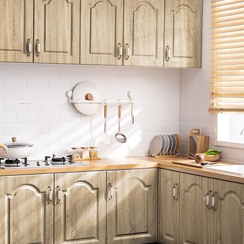 Miniatura 17 de LXCREAT Papel de contacto de bloque de carnicero de madera sintética, papel tapiz Shiplap para despegar y pegar, tablones de madera para paredes