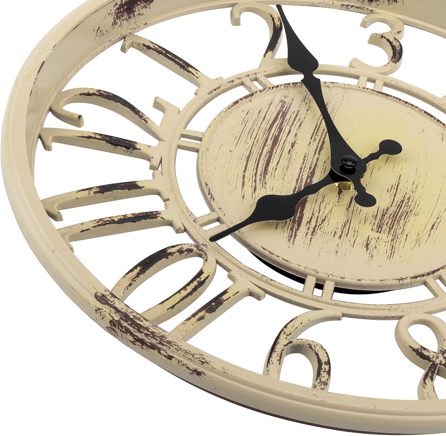 Foxtop Kitchen Wall Clock Silent Non-Ticking Quartz Decorative Battery Operated Retro Wall Clock for Bedrooms Bathroom Home Office (12 inch, Cream)