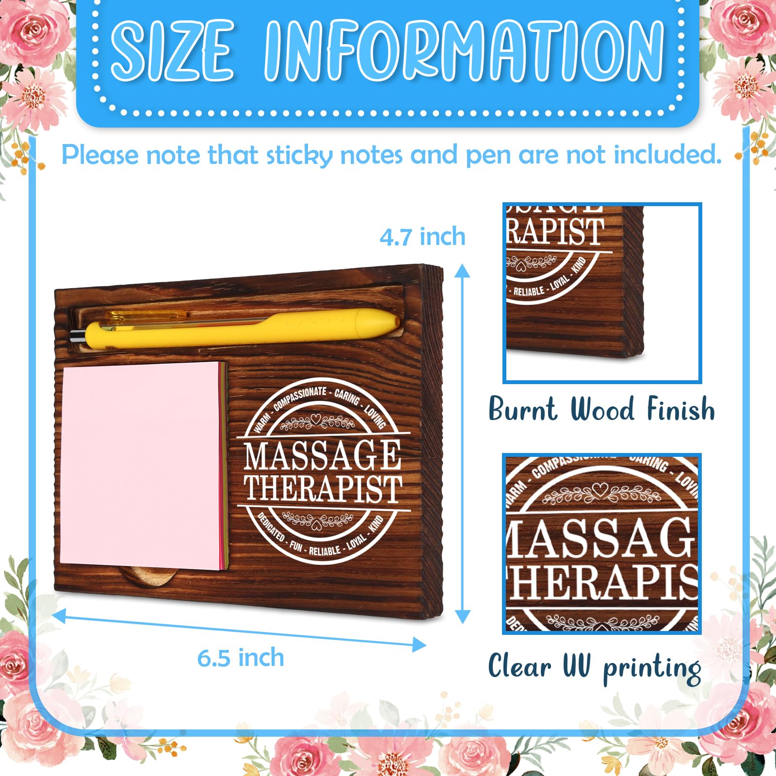 Thank You Gifts for Massage Therapist Women, Spa Staff Gifts Idea, National Massage Therapy Week Healthcare Therapist Gift, Self-Stick Note Pad Holder for Desk Organization VN429