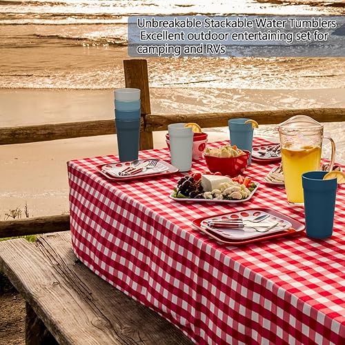 Miniatura 6 de Homestockplus Vasos de paja de trigo de 20 onzas, juego de 12 vasos de plástico irrompibles, aptos para lavavajillas y microondas, sin BPA y