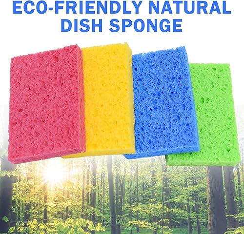 Miniatura 7 de YoleShy Paquete de 48 esponjas de celulosa comprimida natural para cocina, esponjas duraderas para limpieza y bricolaje para niños, reutilizables