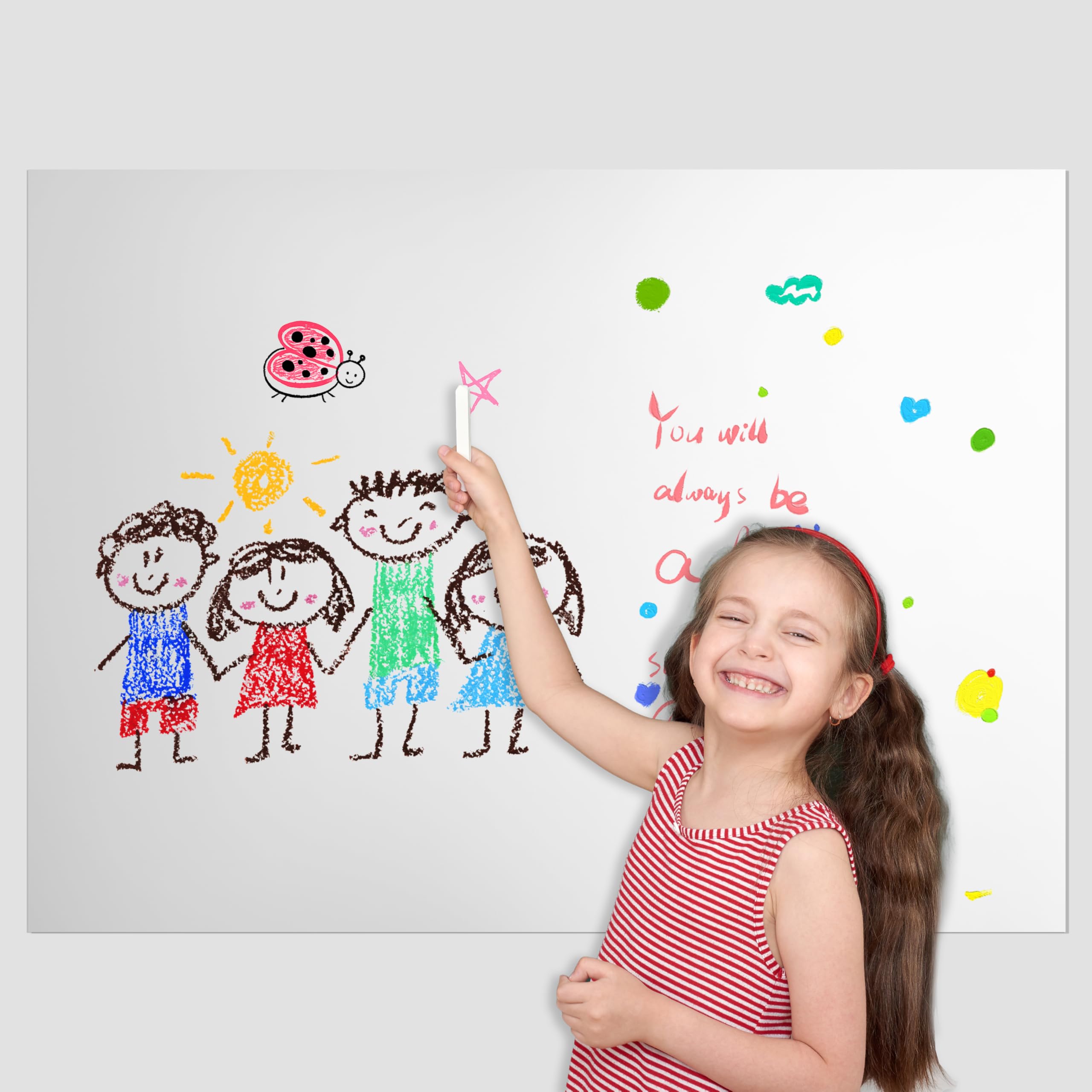 AMIGO Lavagna Bianca Adesiva Cancellabile, 90x120cm Adesiva Lavagna Magnetica da parete, Includere Pennarelli, Cancellino, Magneti per, per Educatori/Scuole Domestiche/Aule/Uffici