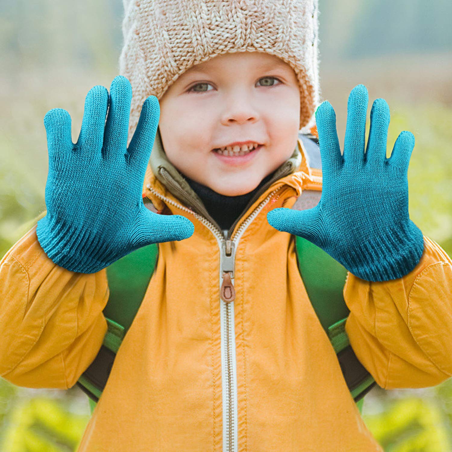 QKURT 6 Pares Guantes de Invierno para Niños,Invierno Guantes Guantes Calientes Guantes de dedos completos para Niños Niñas