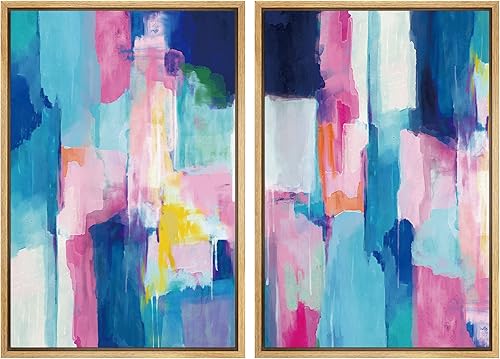 Miniatura 91 de SIGNLEADER Lienzo enmarcado para pared, juego de arte geométrico de mediados de siglo, formas de tocadiscos de música, ilustraciones abstractas,