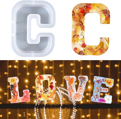 Miniatura 1 de Molde de letras grandes de 7 pulgadas para resina, 26 letras mayúsculas del alfabeto, molde de alfabeto grande de la A a la Z para hacer velas de