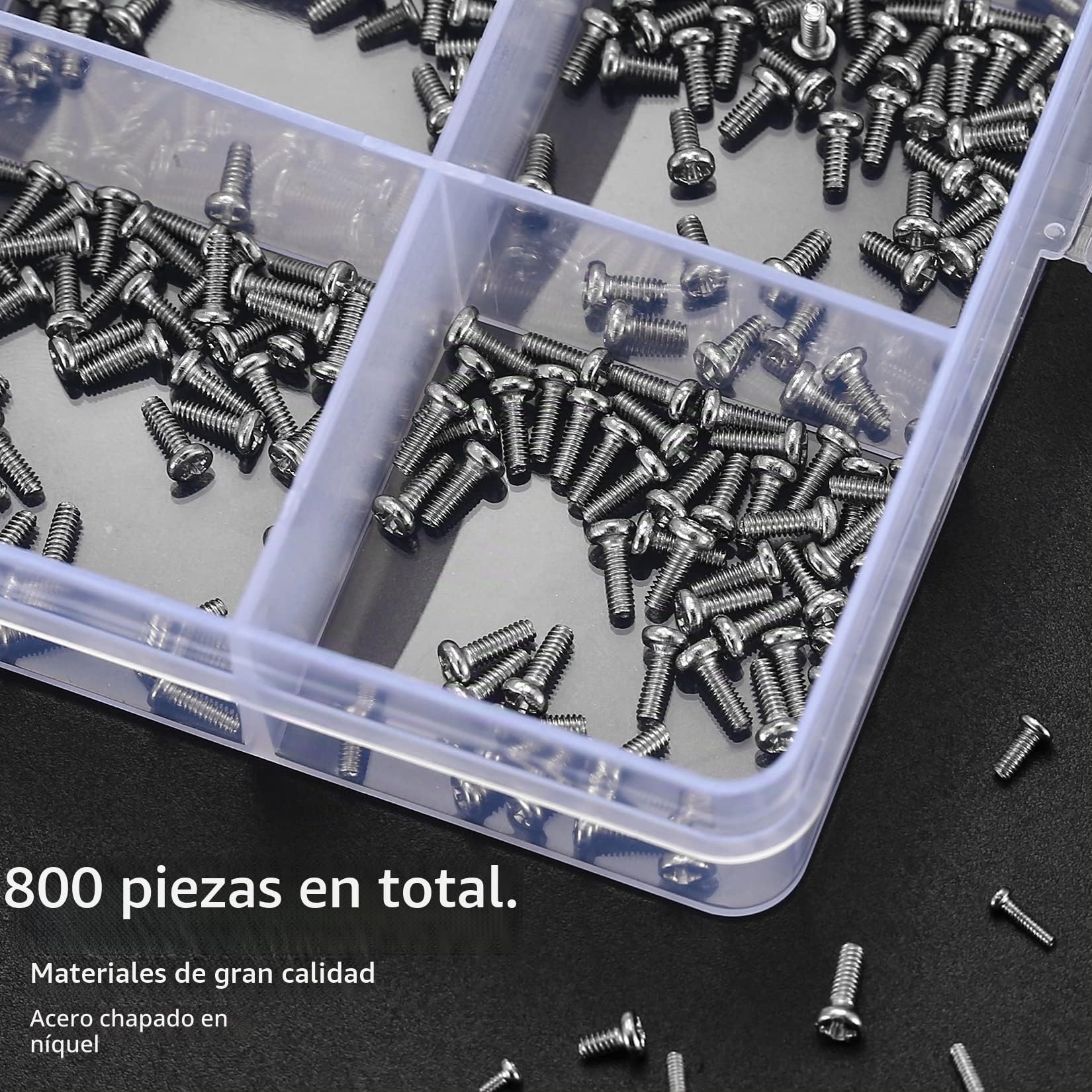 800 unidades, Juego de mini tornillos, M1, M1,2, M1,4, M1,6, M1,7, tornillos pequeños, autorroscantes, minúsculos para reparación de gafas, relojes, ordenadores portátiles