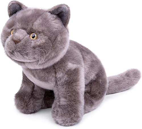 Juguete de peluche de gato de pelo corto británico de simulación de 11 pulgadas de largo, lindo gato británico suave de pelo corto, juguetes de