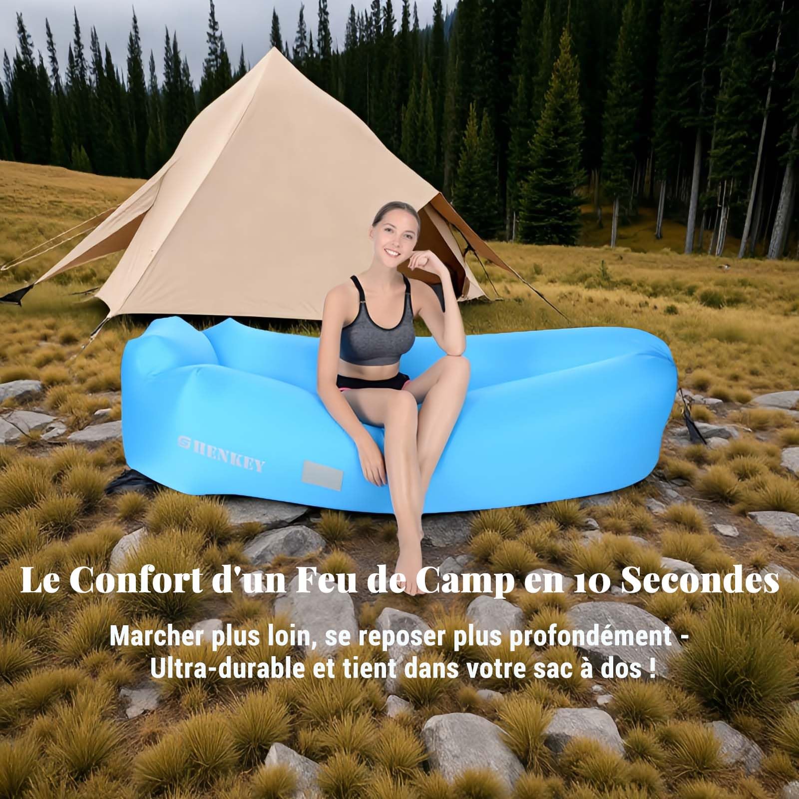 Hamac Gonflable,Sofa d'air Imperméable à L'eau Avec le Paquet portatif, Lit d'air de Sofa Gonflable de Fainéant Paresseux pour Cour, Lac, Plage, Camping, Pique-niques et Les festivals de Musique