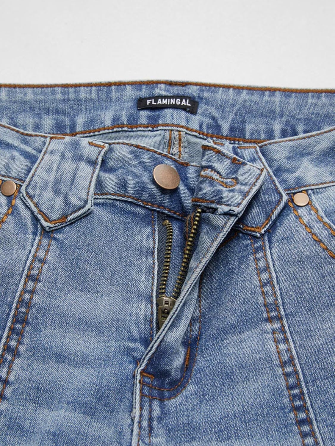 Flamingals Boot Cut Jeans for Women Mid Rise Butt Lifting Stretchy Trendy Bell Bottom Flare Denim Jeans