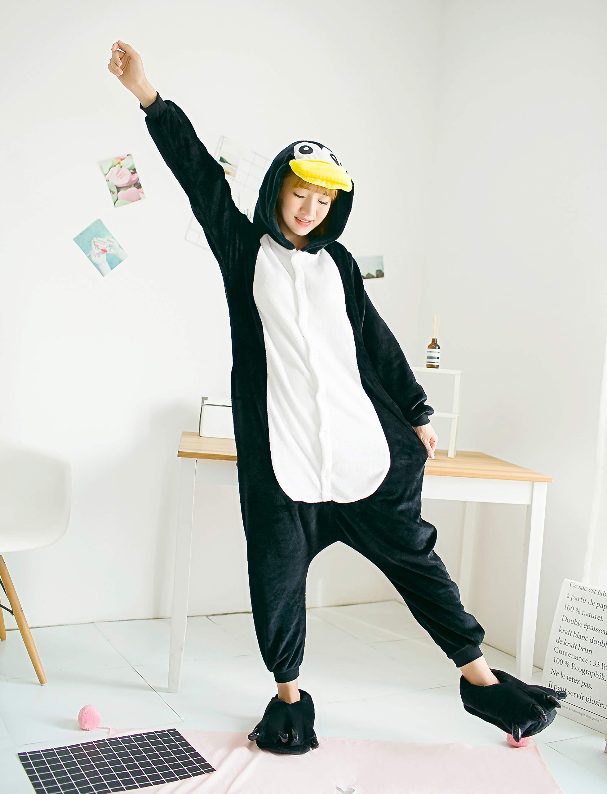 FunnyCos Adult Onesie Animal Pajamas Unisex Halloween Cosplay Costume Loungewear Penguin M, M (Fits Height 158-167cm) - Image 2