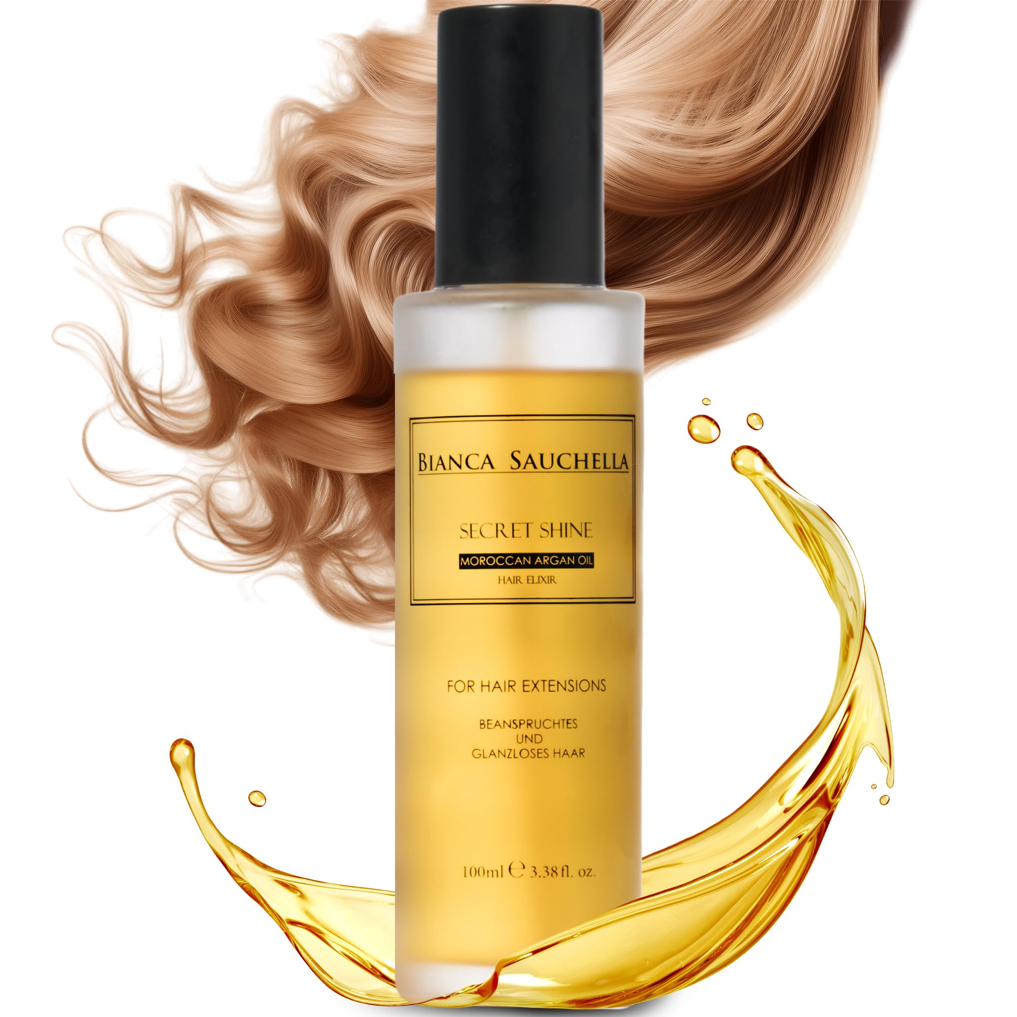 Olio per Capelli – Elisir all’Olio di Argan con Vitamine e Protezione Calore, Nutriente e Illuminante, per Capelli Naturali ed Extension, Senza Solfati e Parabeni, 100 ml