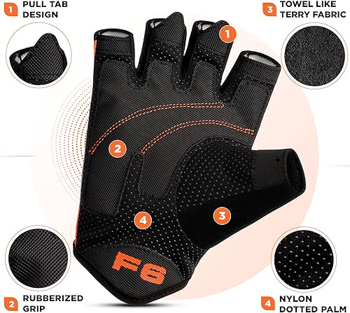 Miniatura 4 de RDX Guantes de levantamiento de pesas para gimnasio, entrenamiento de fitness, palma acolchada antideslizante, equipo de entrenamiento de fuerza