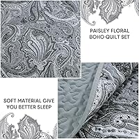 Vista 117 de DJY Juego de edredón de cachemira marrón, tamaño Queen, juego de colcha bohemia de 3 piezas, ropa de cama de microfibra suave y ligera con estampado