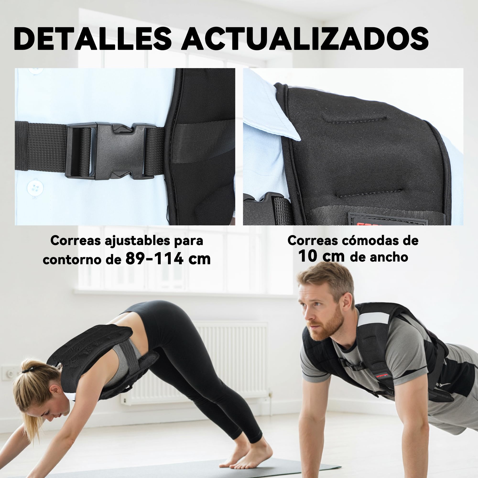 SPORTNOW Chaleco Lastrado 5kg Transpirable 2 Correas Ajustables Negro | Chaleco Peso Entrenamiento, Bandas Reflectantes, para Entrenamiento de Fuerza, Jogging