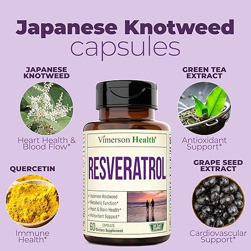 Miniatura 5 de Cápsulas de Knotweed japonesas, suplemento de resveratrol con 1000 mg de Knotweed japonés, extracto de té verde, quercetina, extracto de uva.