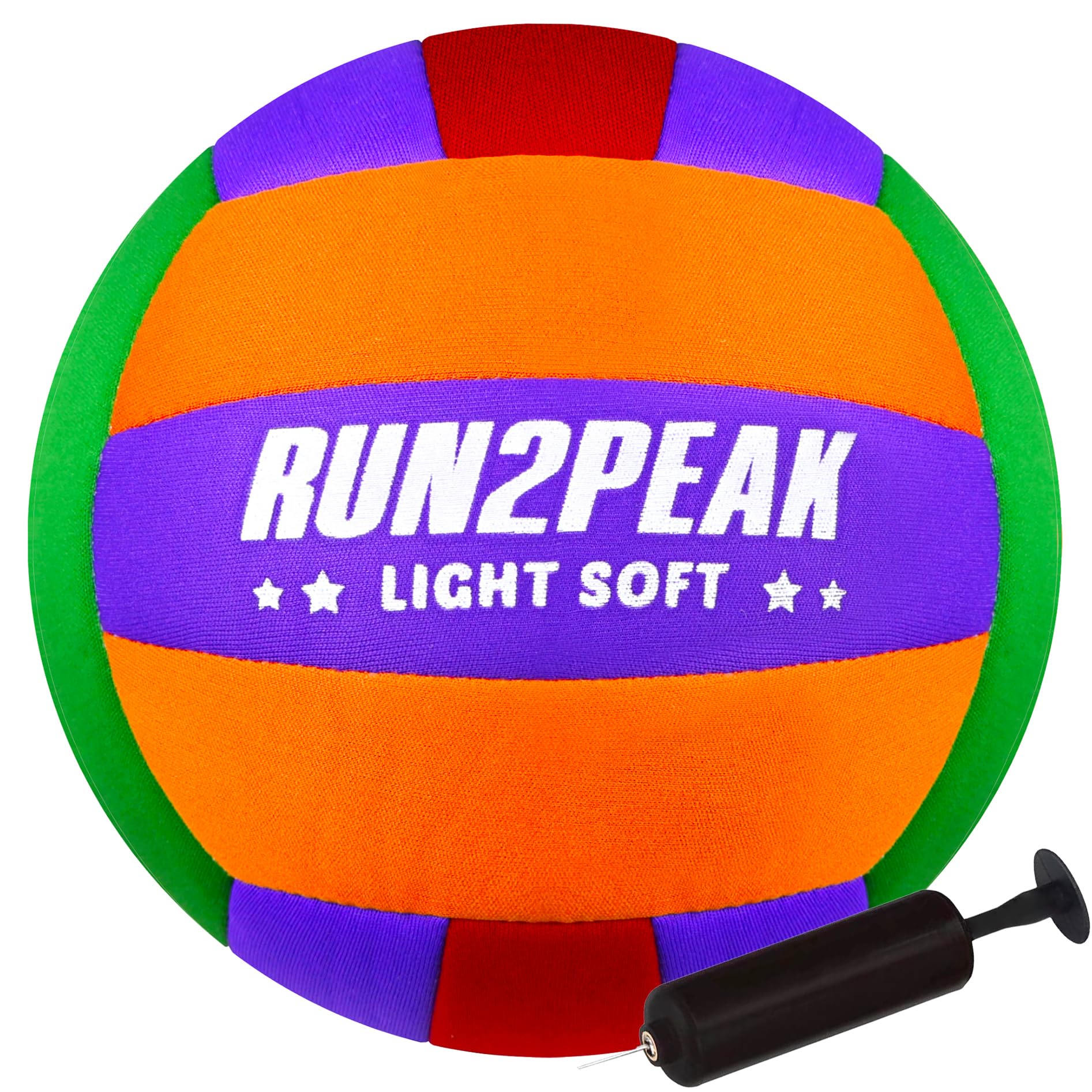 RUN2PEAK Super Soft Light Volleyball - Safe and Quiet Fabric Volleyball Ball for Indoor Play - Official Size 5 Kids Youth Beginners Lightweight