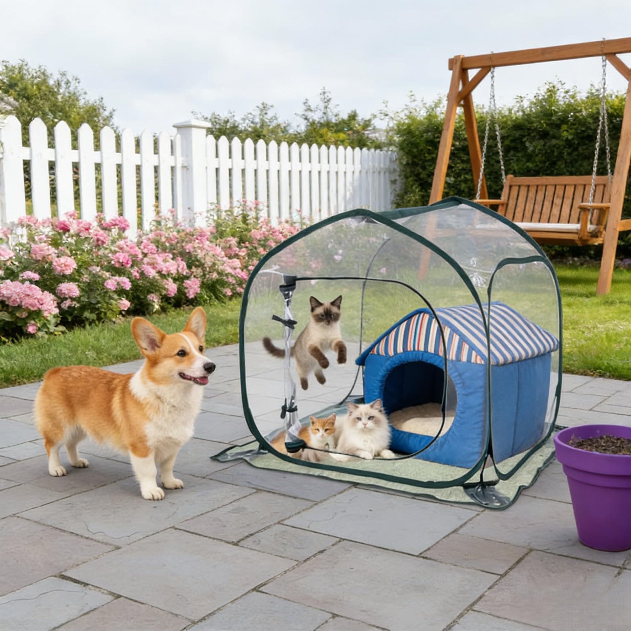 Serra in PVC trasparente per giardinaggio all'aperto con ingresso con cerniera di ventilazione e telaio leggero