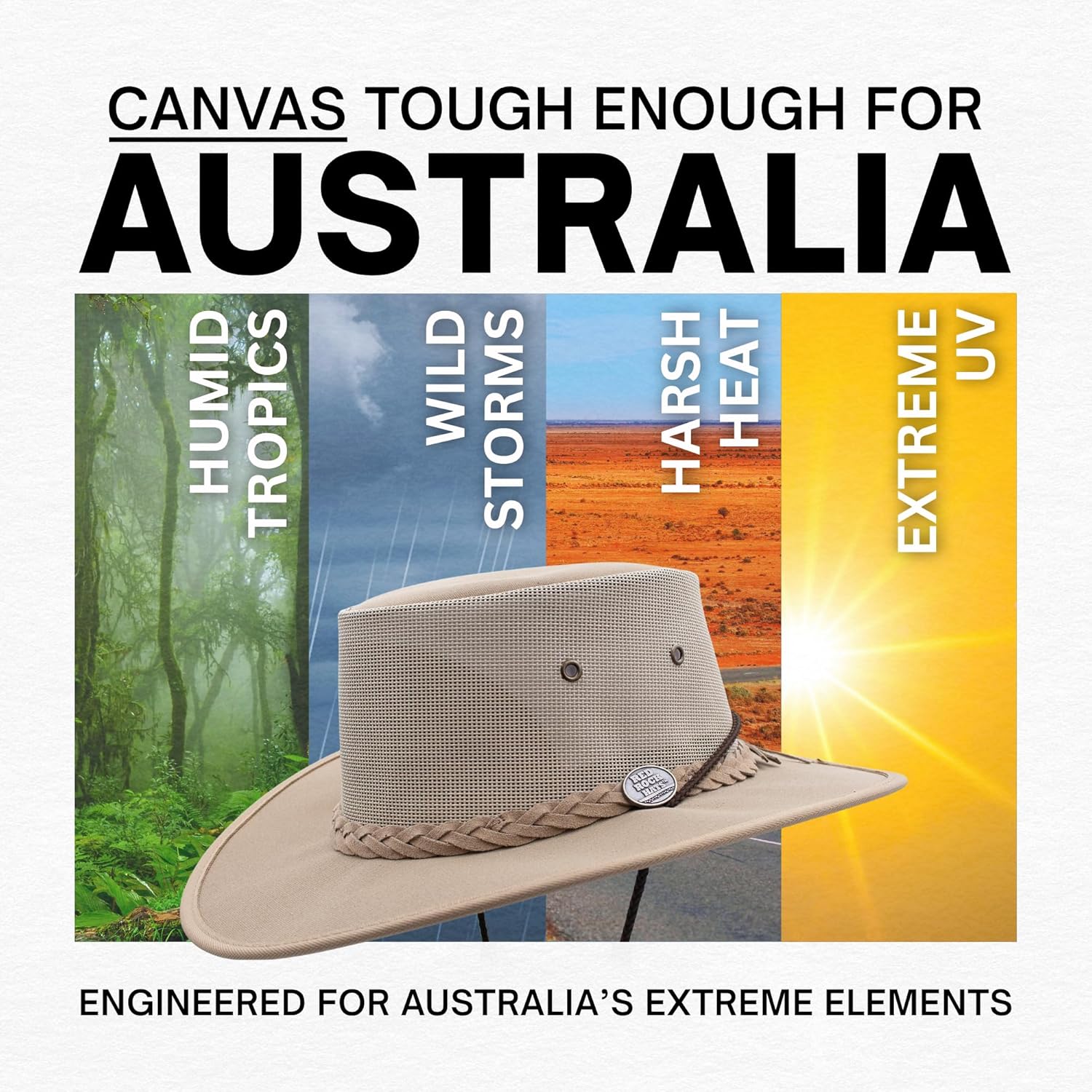 1048 Canvas Cooler - Australian Drover Sun Hat - Durable Canvas, Airflow Mesh, Lightweight, Wide Brim - Image 6