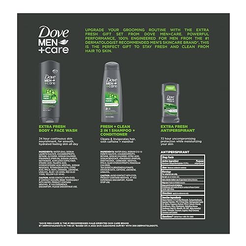 Miniatura 2 de Dove Men+ Care Gift Set  Champú y acondicionador Dove 2 en 1, aroma fresco + limpio, Dove Face + Body Wash, Dove Antitranspirant, aroma extra