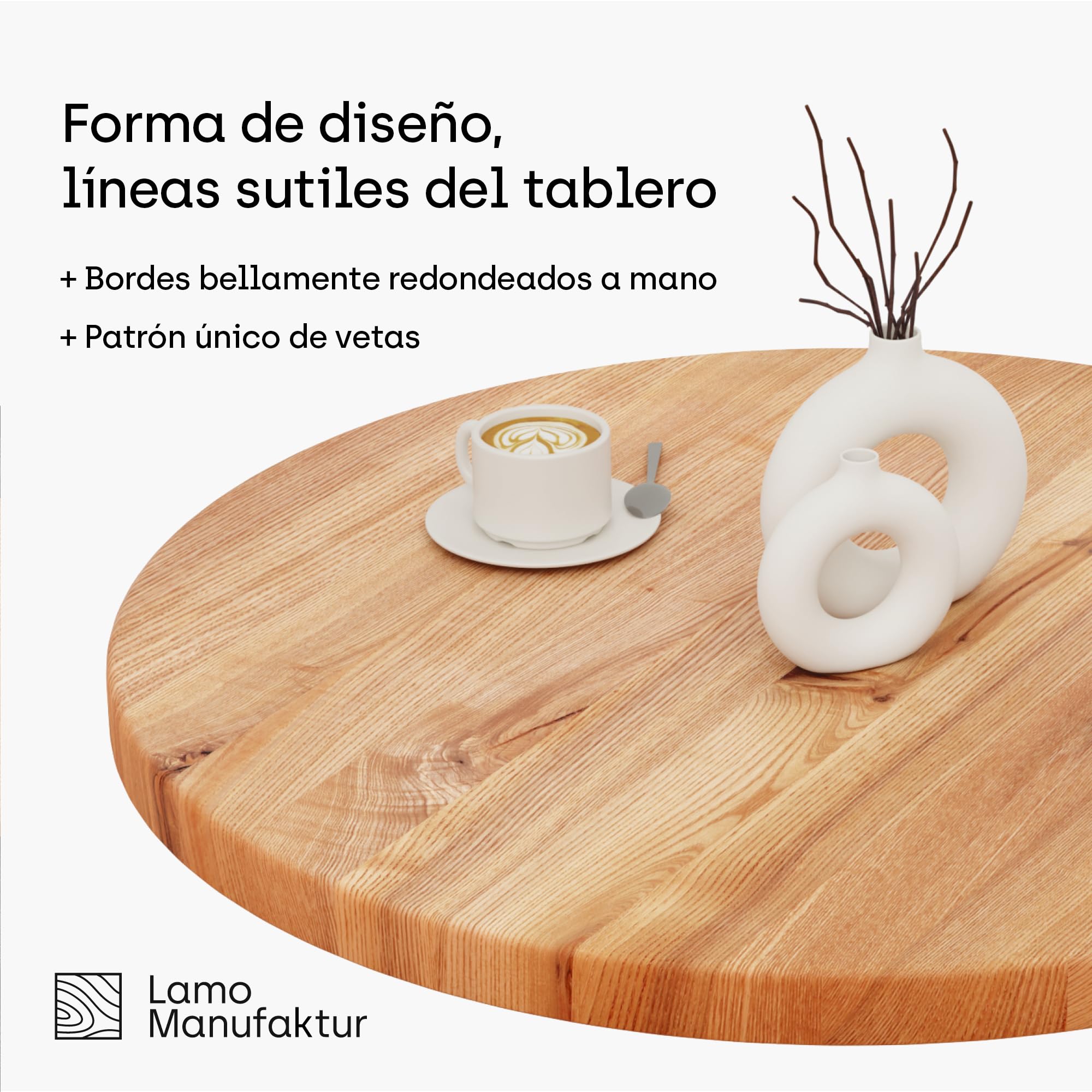 LAMO Manufaktur Tablero para Mesa Redonda 50 cm de Madera | Tablero para Mesa de salón, de café, mesilla de Noche | Grosor: 28 mm | Color: Oscuro