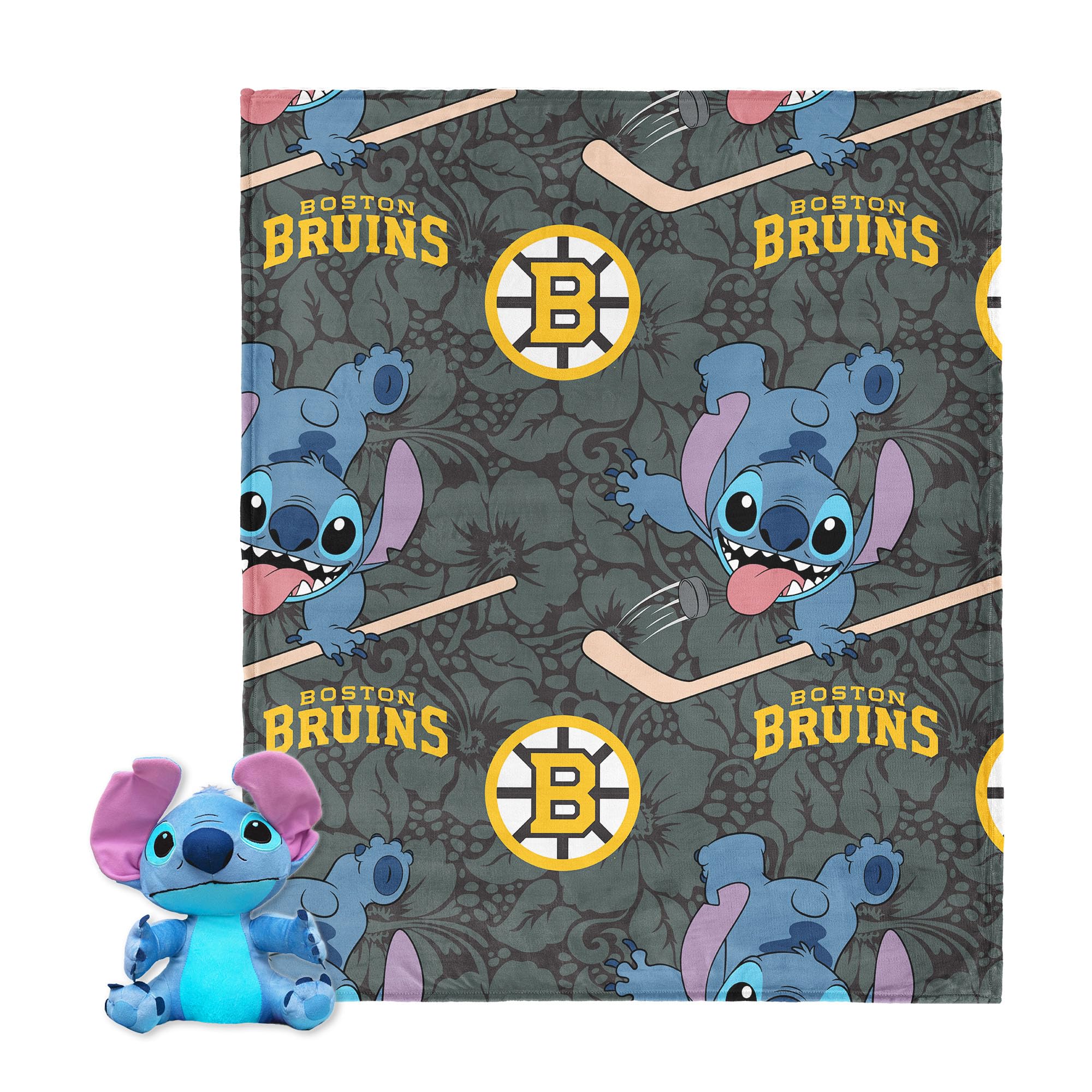 Northwest Boston Bruins Nhl Stitch Hugger Pillow & Silk Touch Throw Blanket Set, 40 X 50 Inches
