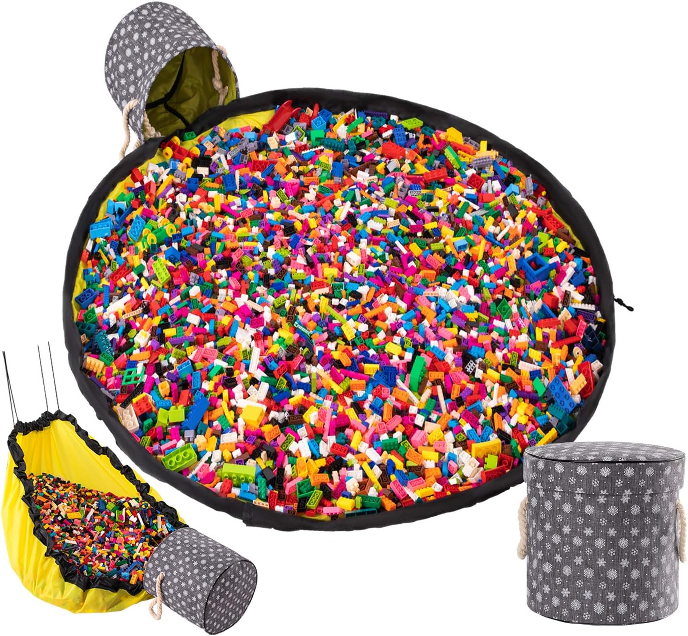 AFUOWER Toy Storage Basket and Play Mat Collapsible Canvas