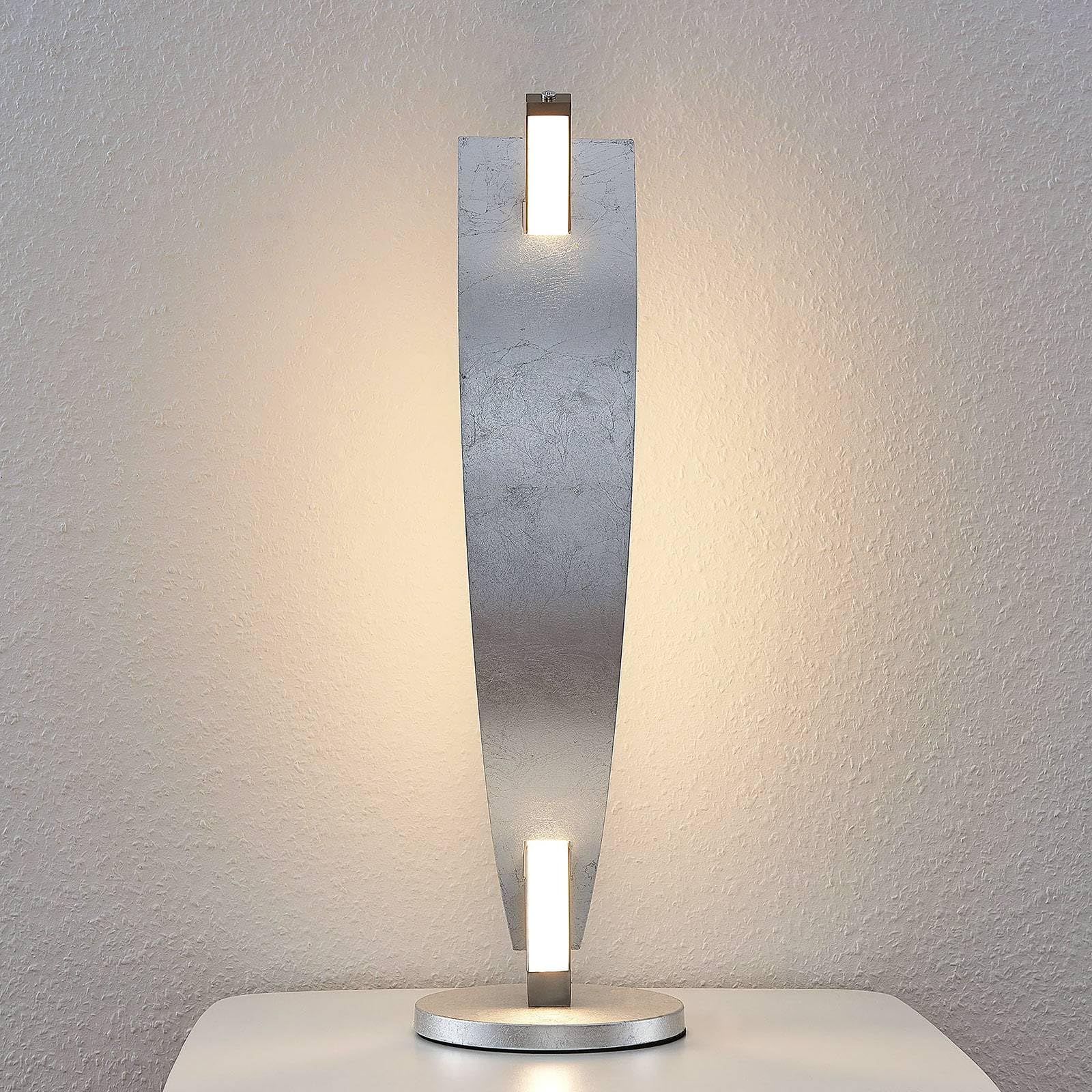Lucande Tischlampe/Tischleuchte dimmbar, Nachttischlampe Silber 1x 10W gesamt Designerleuchte Wohnzimmer Schlafzimmer