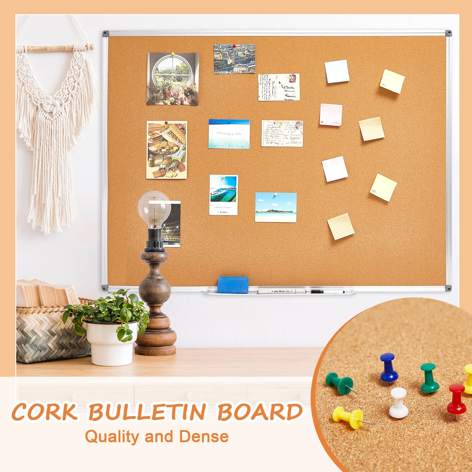 Patelai 2 Pieces 48 x 36 Inch Large Magnetic Dry Erase Whiteboard and Cork Board Bulletin Board Silver Aluminum Framed Decorative Pin Board Large Wall Mounted Board for Home Office School Cubicle