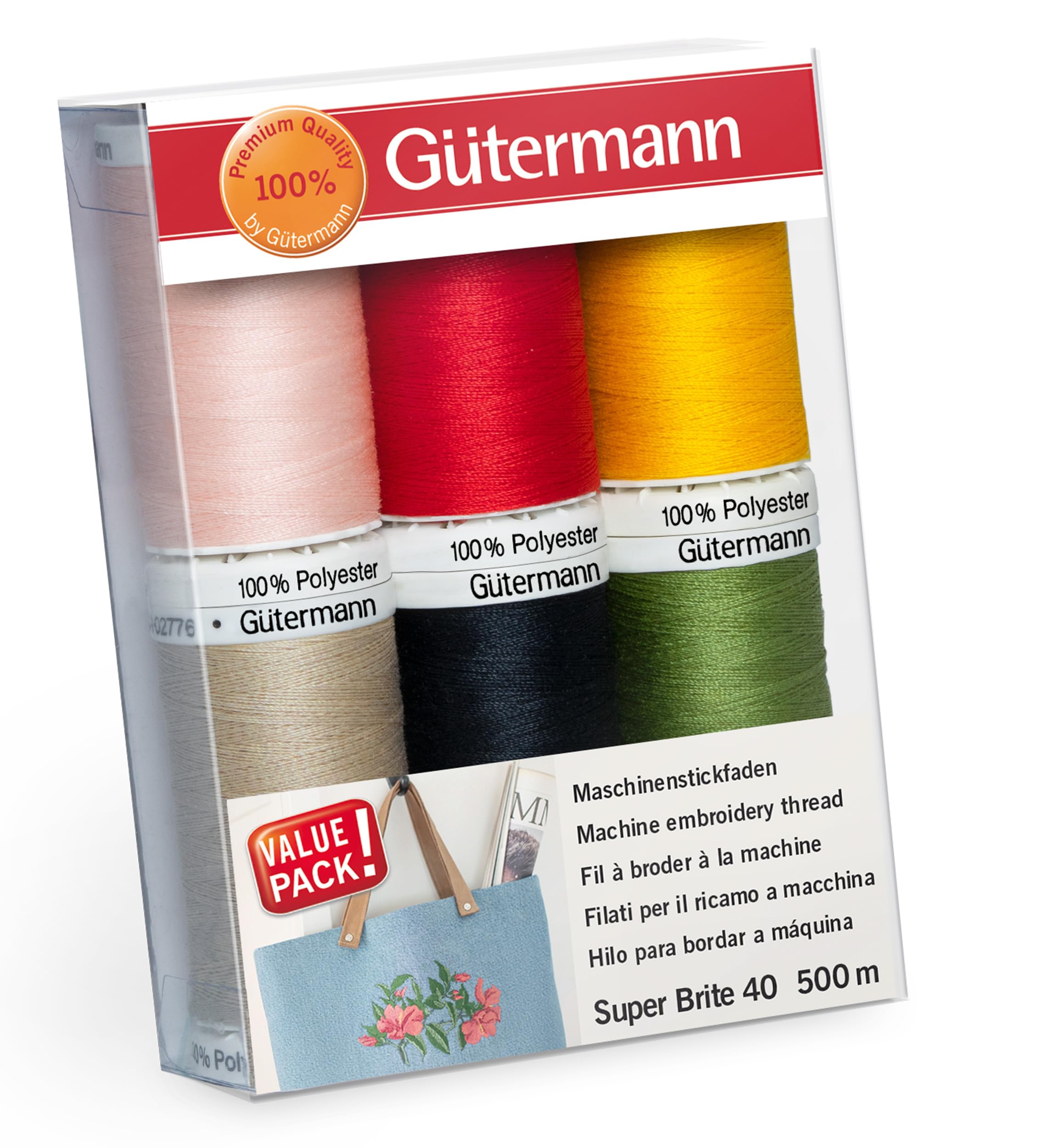 Fils à broder machine Gütermann Super Brite aux reflets éclatants pour tissus